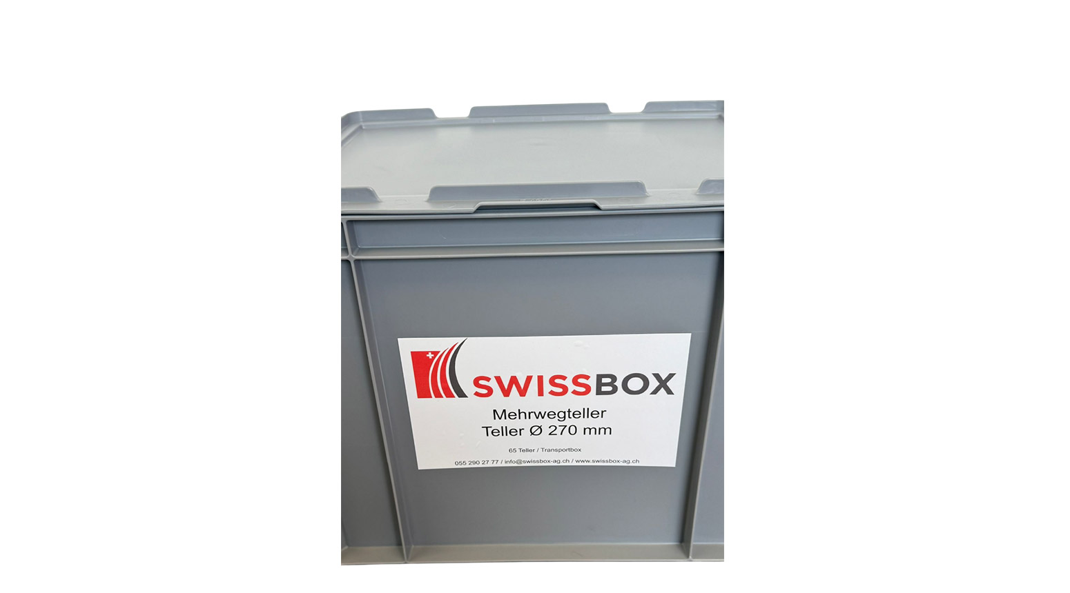 Teller, Mehrwegteller, Ø 270 mm, PP, weiss, inkl. Transportbox