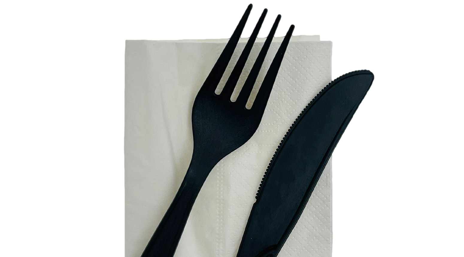 Besteckset ÖKO-LINE (Messer, Gabel, Serviette), schwarz