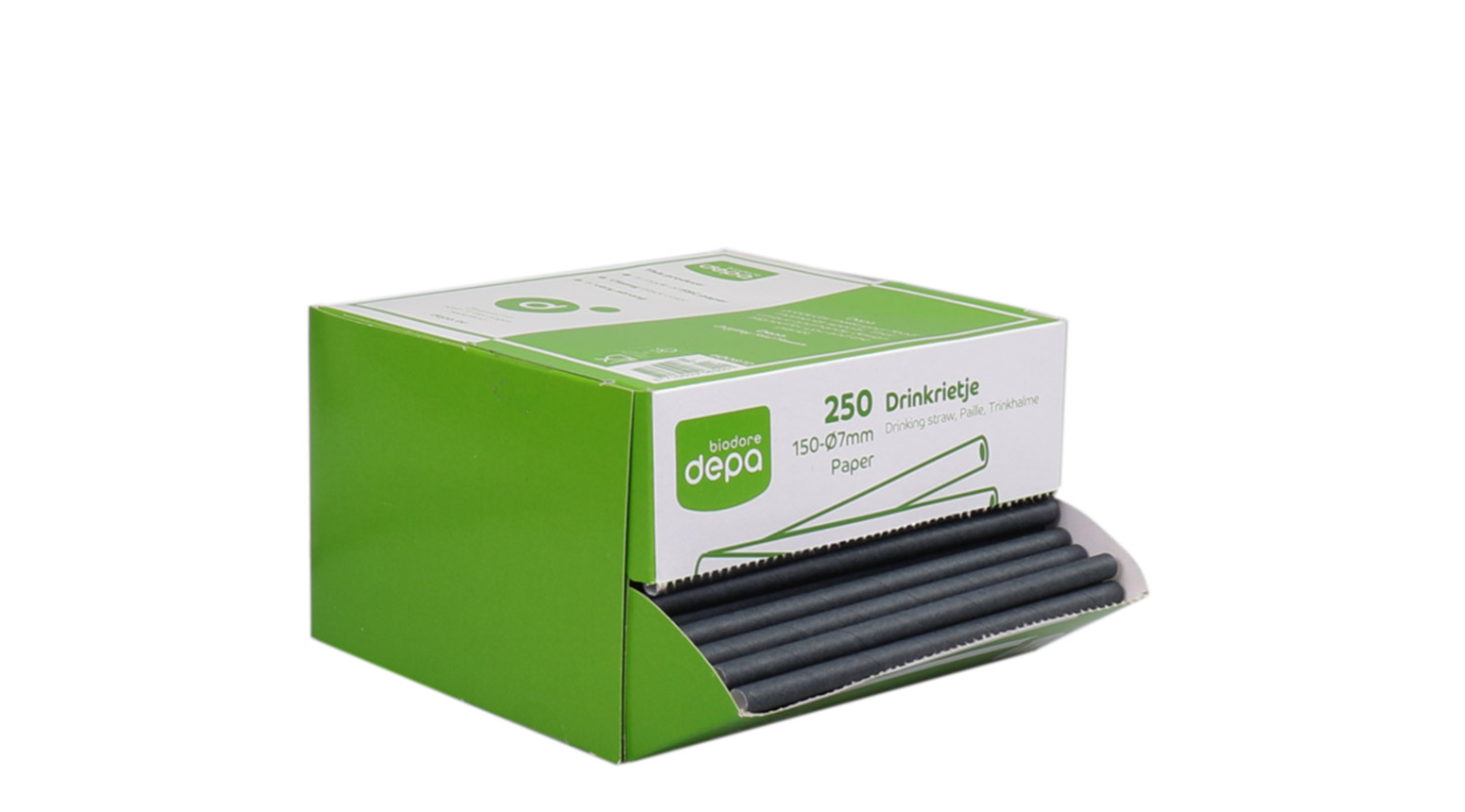 Trinkhalm Cocktail ÖKO-LINE, Ø 7 x 150 mm, Papier, schwarz