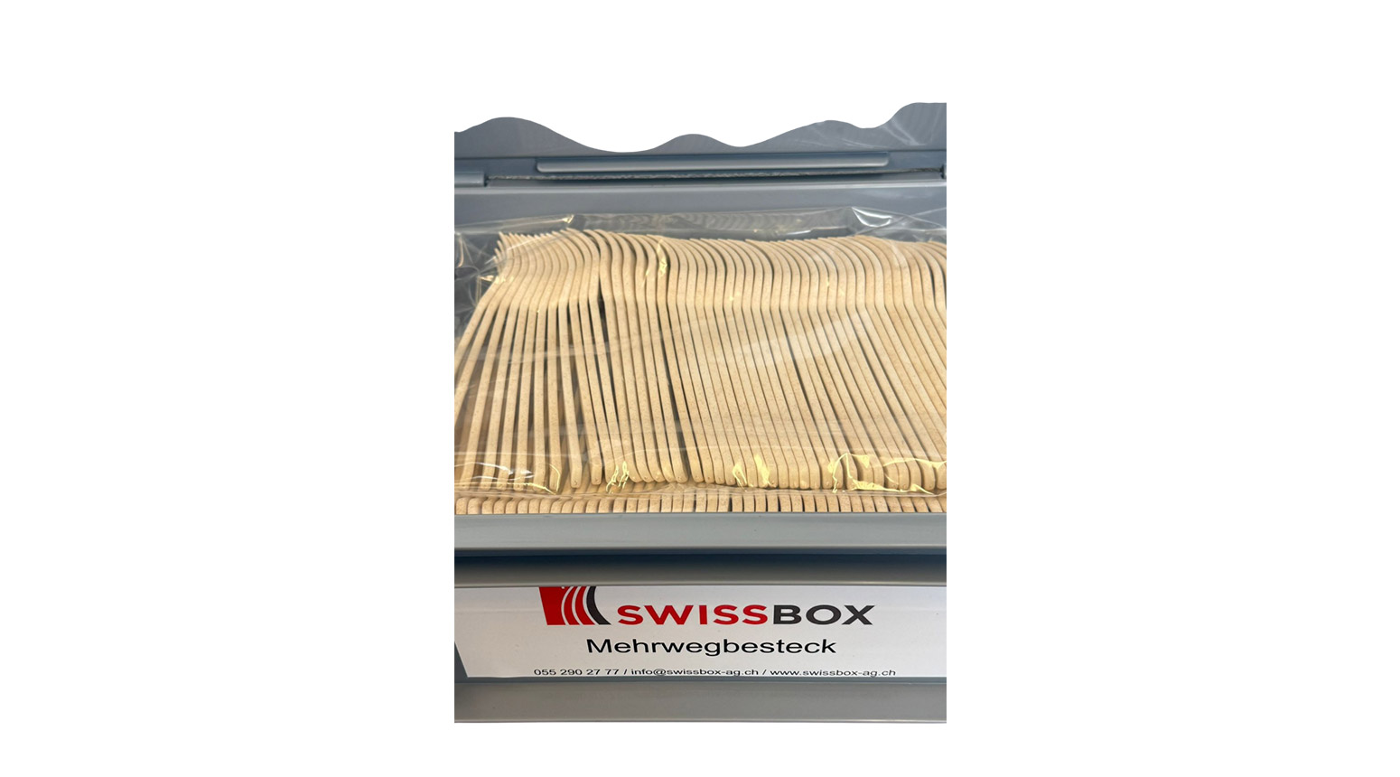 Gabel, Mehrwegbesteck, 200 mm, PP, nature, inkl. Transportbox