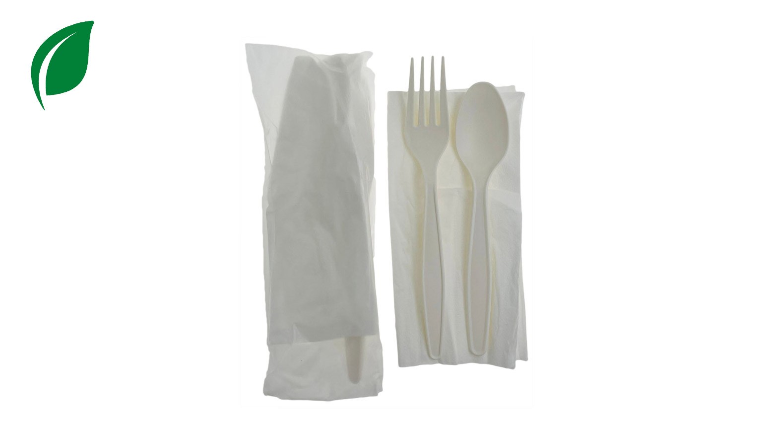 Besteckset ÖKO-LINE (Gabel, Löffel, Serviette), weiss