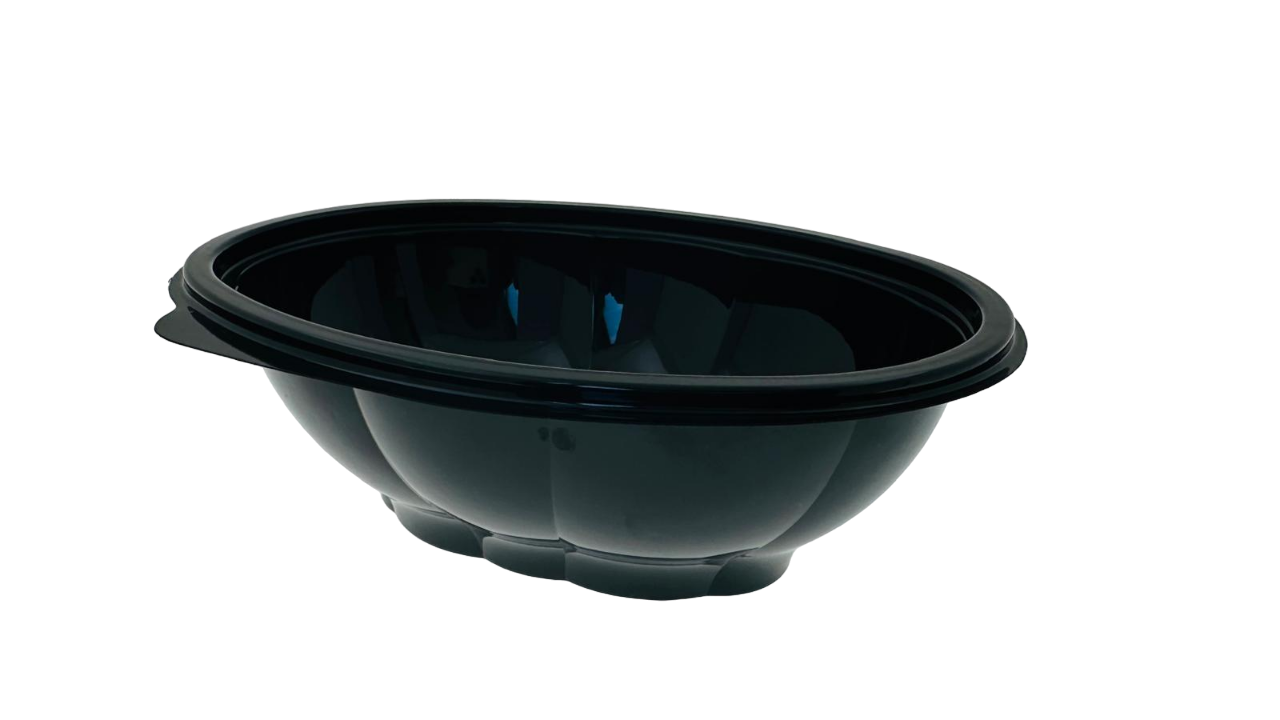 Salatschale, 600 ml, oval, PS, schwarz