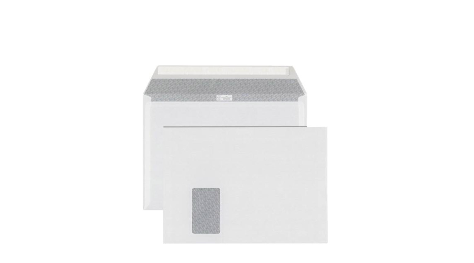 Briefumschlag C4 mit Fenster links inkl. Haftklebeverschluss, weiss