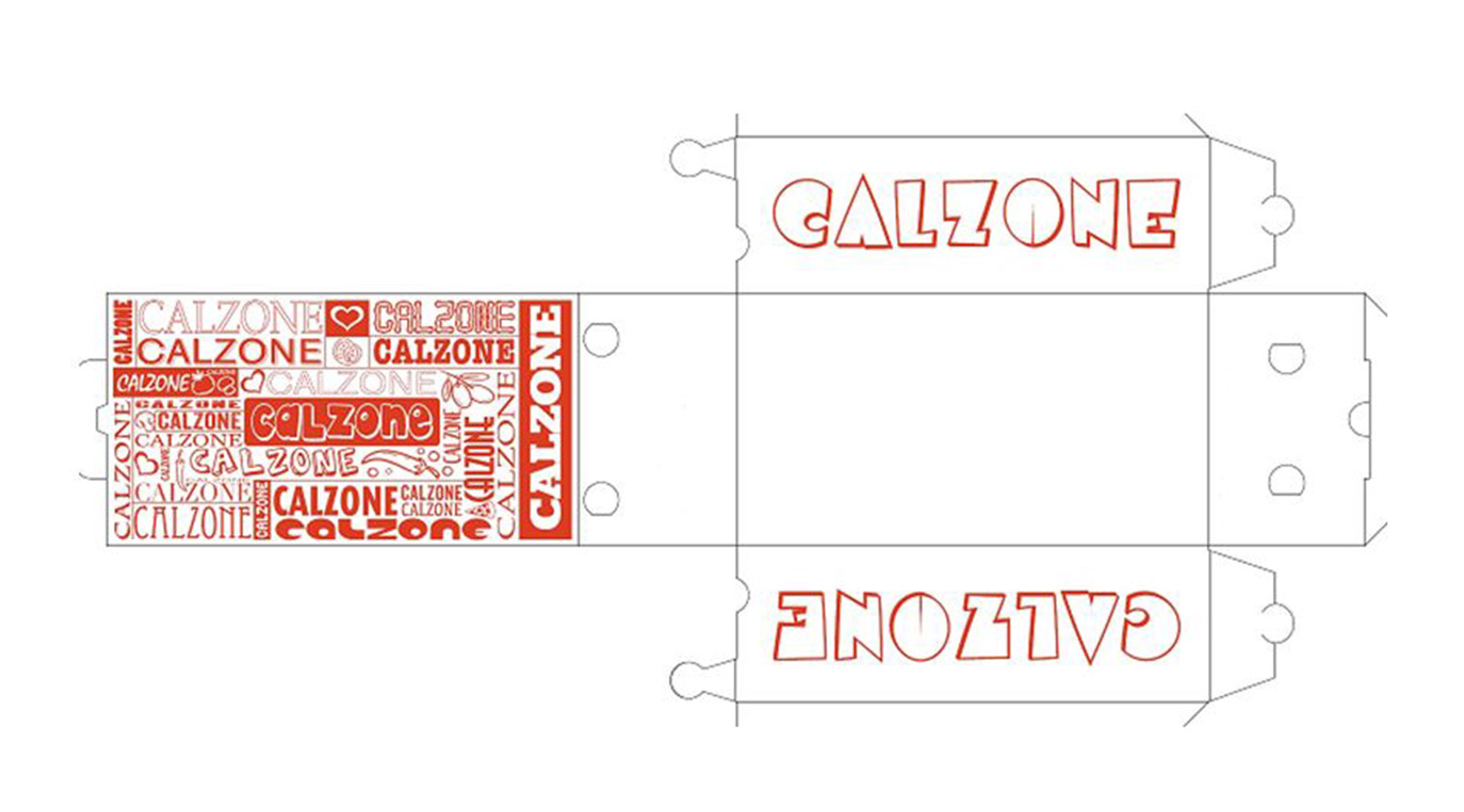 Pizzakarton Calzone "Cuore", 300 x 160 x 100 mm, Karton