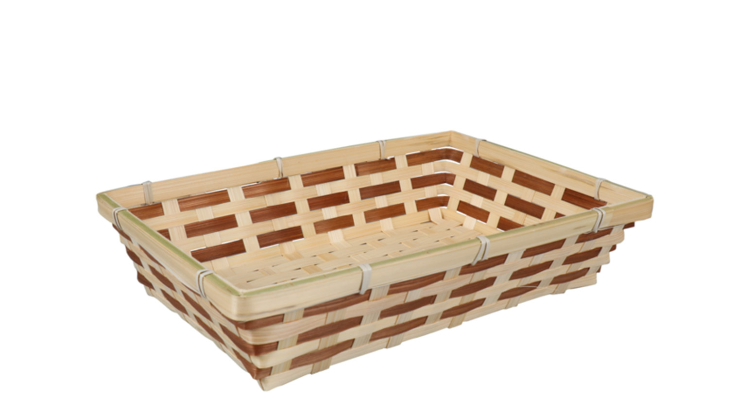 Korb geflochten, rechteckig, 340 x 240 x 80 mm, Bambus, nature/braun