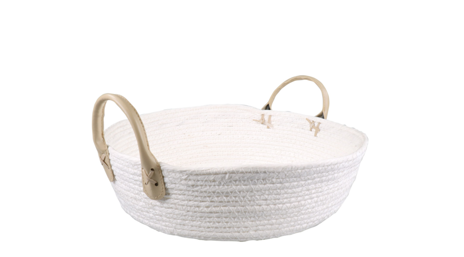 Korb, Ø 35 x 10 cm, Papierschnur, weiss