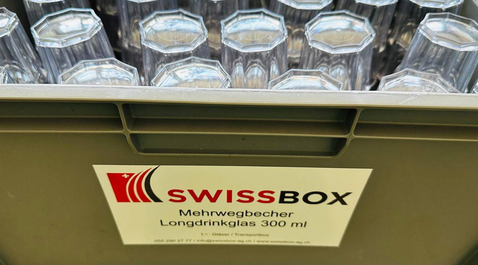 Longdrinkglas, 425 ml, geeicht bei 300 ml, inkl. Transportbox