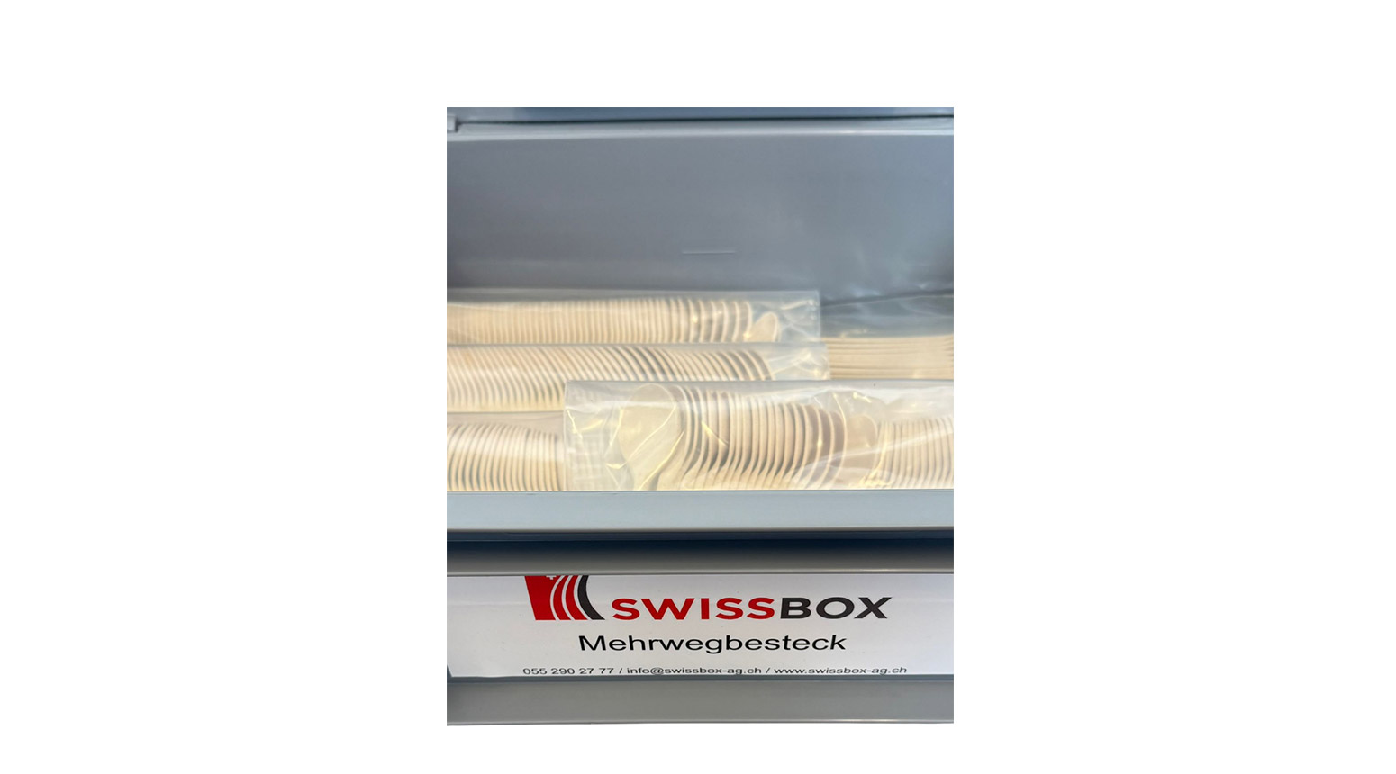 Kaffeelöffel, Mehrwegbesteck, 130 mm, PP, nature, inkl. Transportbo