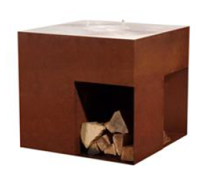 Feuerstelle "Cubo PRO", 81.5 x 81.5 x 74.5 cm, rostig