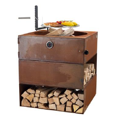 Feuerstelle "Pizza Passione", 70 x 70 x 76 cm, rostig
