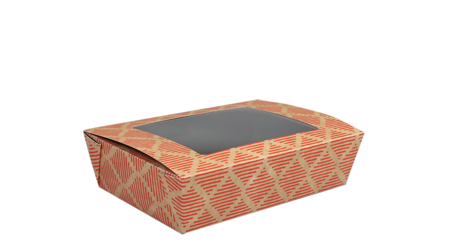 Sushibox mit Sichtfenster, 180 x 120 x 50 mm, Karton/PP, rot