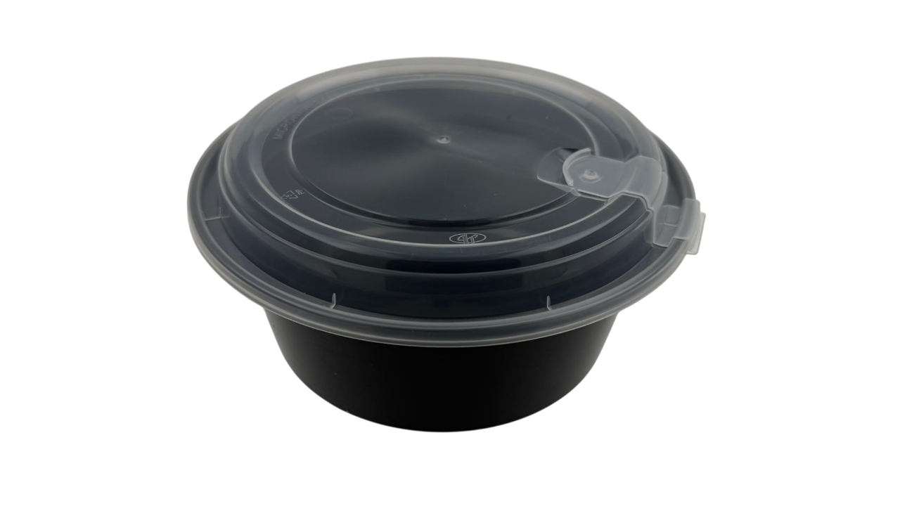 Menüschale rund inkl. Deckel, 1'125 ml, Ø 169 mm, PP, schwarz