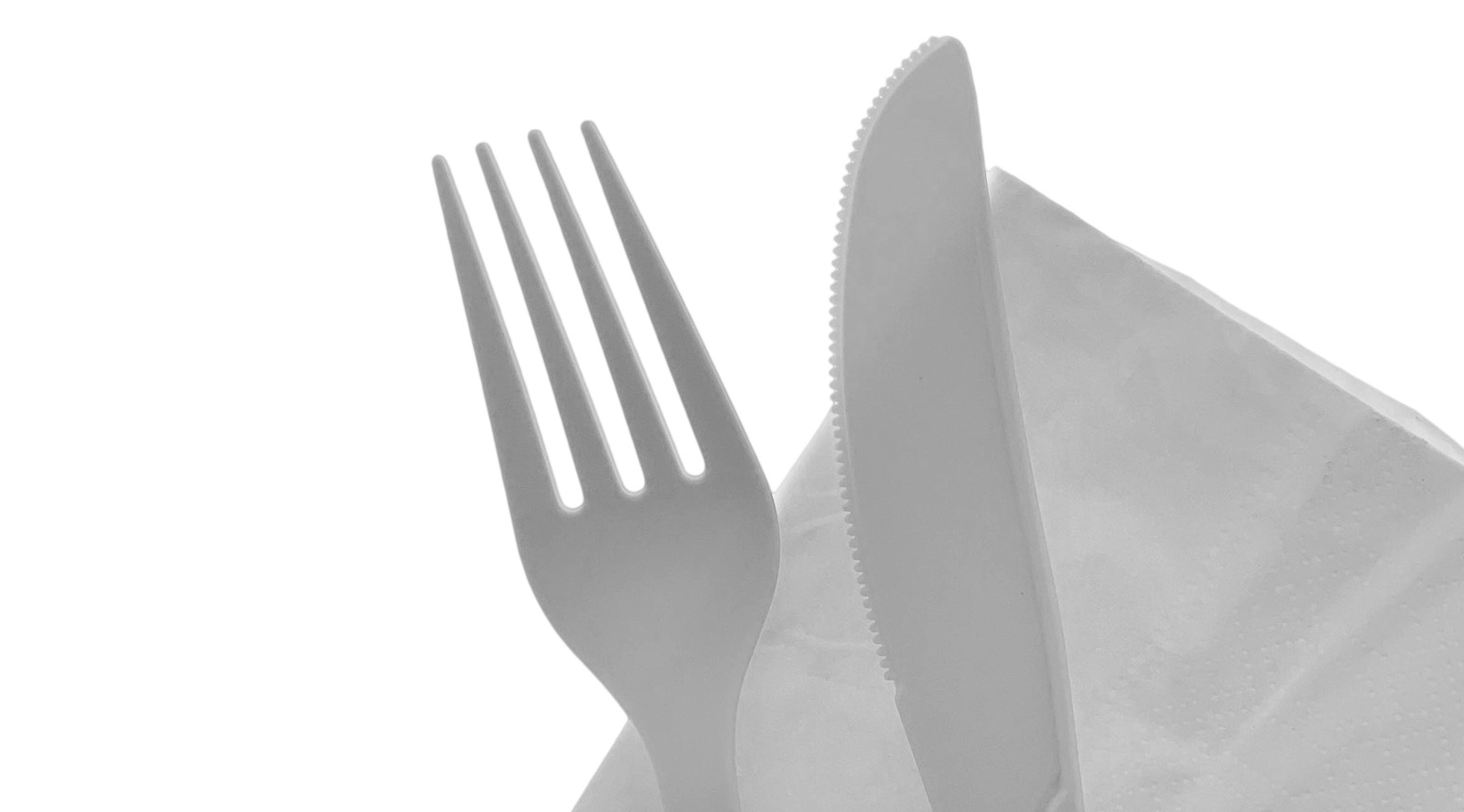 Besteckset ÖKO-LINE (Messer, Gabel, Serviette), weiss