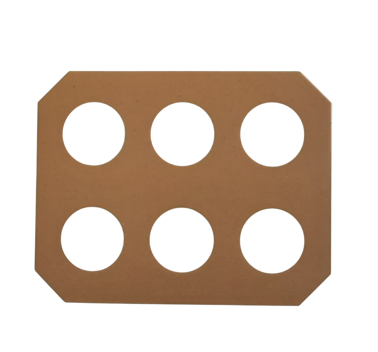 Trinkbecherhalter 6er, Stanzlöcher Ø 60 mm, 220 x 280 x 3 mm, Karton, braun